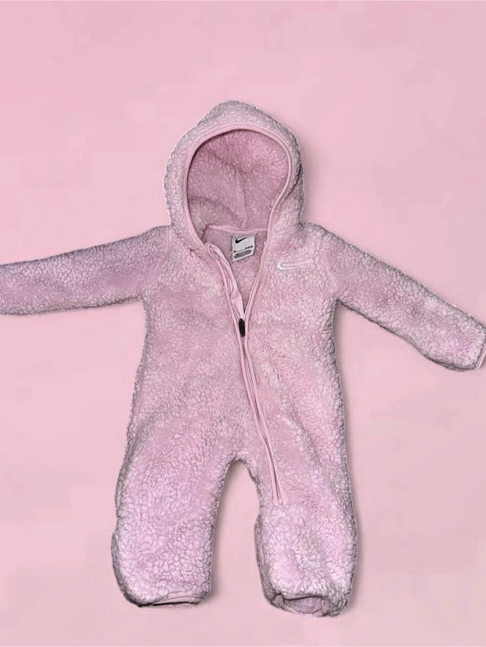 Nike Baby Hooded Sherpa Coverall Pink Footie
